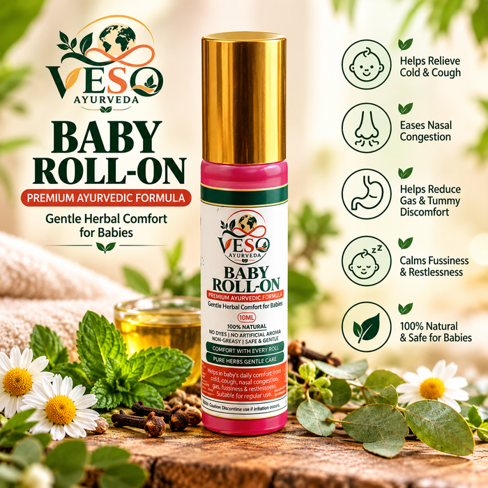 VESO AYURVEDA Baby Roll-On – Gentle Herbal Comfort for Babies | 10ml