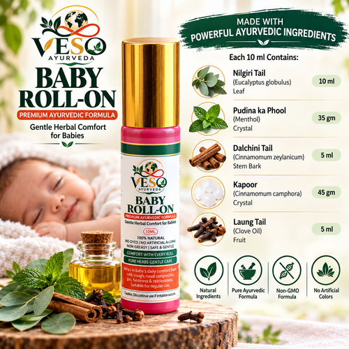 VESO AYURVEDA Baby Roll-On – Gentle Herbal Comfort for Babies | 10ml