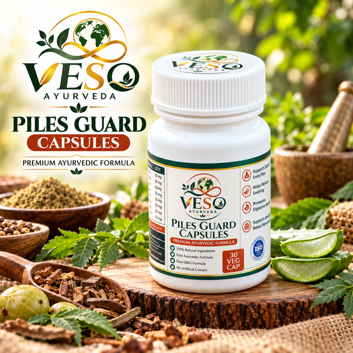 VESO AYURVEDA Piles Guard Capsules – Premium Ayurvedic Herbal Formula | 30 Veg Capsules